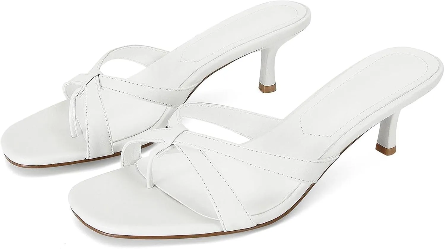 Dsevht Gold Kitten Heel Sandals for Women Flip Flop Strappy Mule heels Rounded Open Toe Heeled Thong Sandals Women