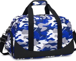 DSIUE Boys Duffle Bag Sports Gym Bag Overnight Weekender Travel Duffel Bag With Shoe Compartment (Camo Blue)