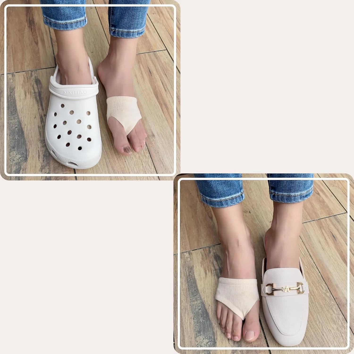DUNKOING Womens Open Toe Half Socks Peep Toe Topper Sock for Sandal Mule Flip Flop Clogs Forefoot Liner Socks 5-9