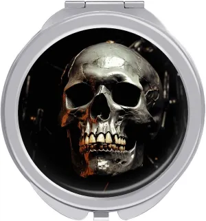 Eerie Scary Skull Portable Makeup Mirror, Sided Travel Hand Mirror Mini Folding Mirror for Precise Makeup Women Daily Use