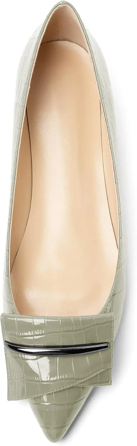 Eldof Loafer Flats for Women Pointed Toe Slip On Comfortable Ballet Flats Shoes with Bow for Office Casual Work Dress