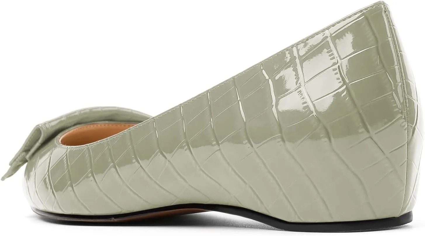 Eldof Loafer Flats for Women Pointed Toe Slip On Comfortable Ballet Flats Shoes with Bow for Office Casual Work Dress