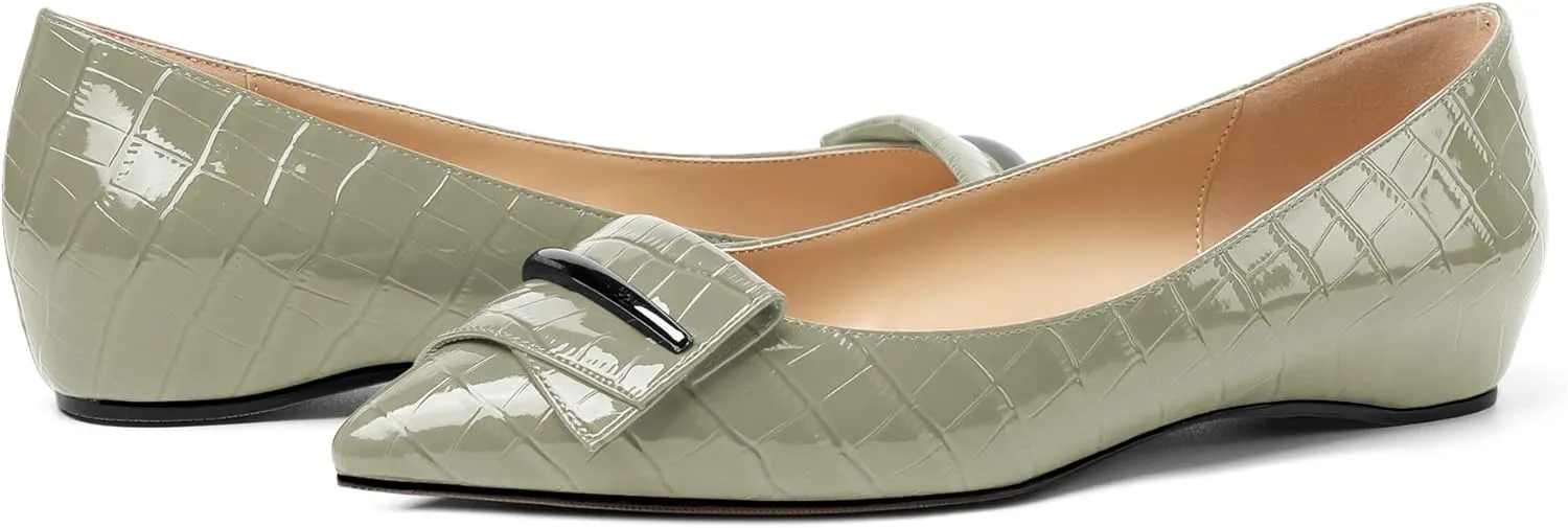 Eldof Loafer Flats for Women Pointed Toe Slip On Comfortable Ballet Flats Shoes with Bow for Office Casual Work Dress