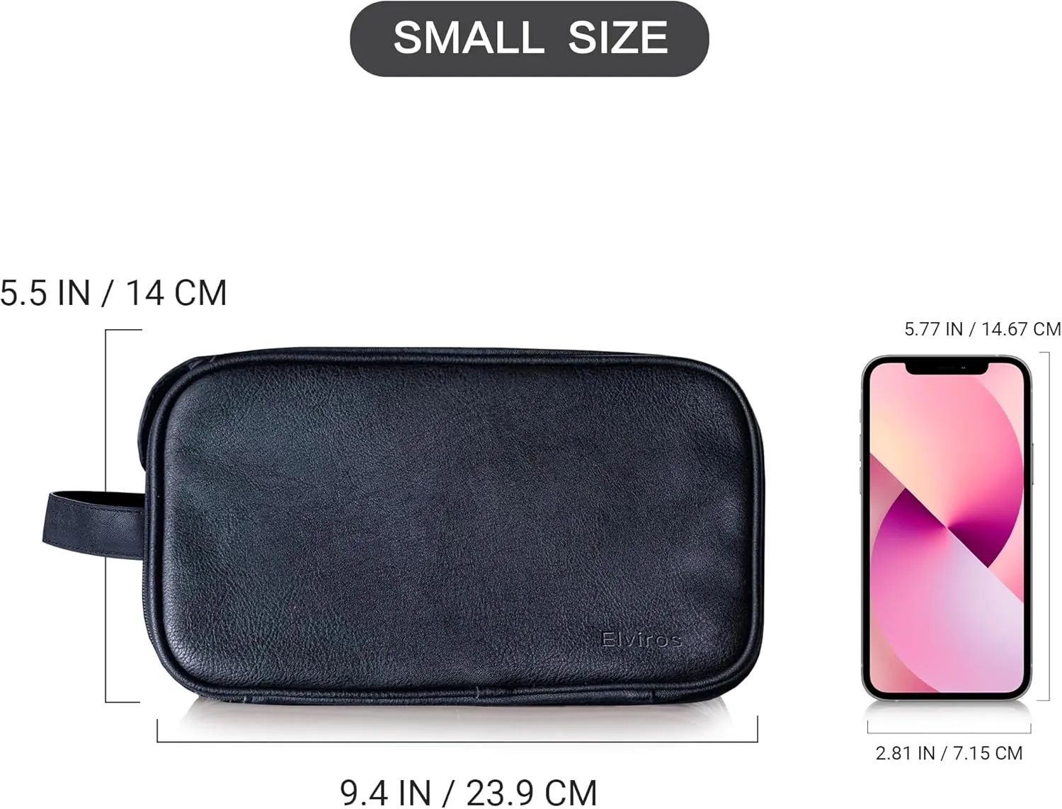 Elviros Travel Toiletry Bag for Men, Shaving Dopp Kit Water-resistant Bathroom Small Toiletries Organizer PU Leather Cosmetic Bags