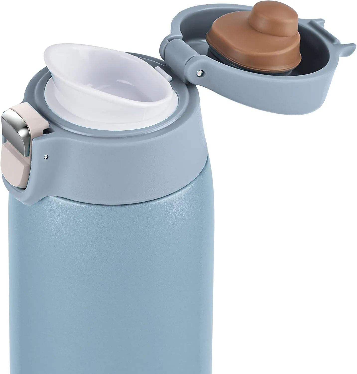 Emsa N21518 Travel Mug Light Insulated Mug | Capacity: 0.4 L | Extra Slim Format | Lightweight | Stainless Steel | Folding Closure System | 100% Leak-proof | 8 Hours Hot / 16 Hours Cold | BPA-Free |