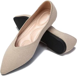 EnllerviiD Women's Flats Breathable Knit Pointed Flats Loafers Shoes,Work Flats Office Shoes Comfortable Flexible Mule Shoes Ballet Flats