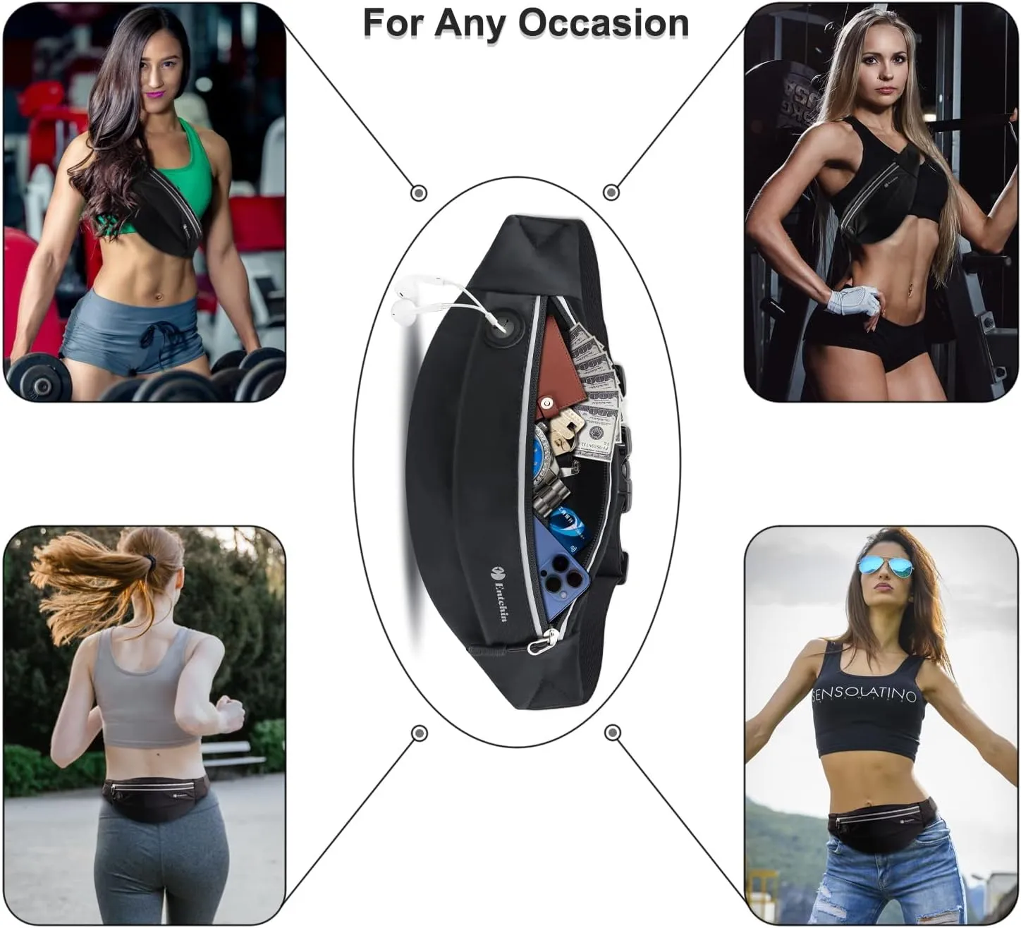 Entchin Fanny Pack for Women Men,Crossbody Belt Bag with 4-Zipper Pockets,Adjustable Waist Bag Pack,One of the Most Popular Travel Essential Gifts for Walking,Traveling,Cycling and Shopping