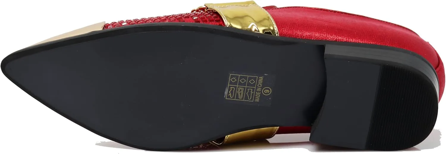 Enzo Romeo Crisino Men Rhinestone Chrome Toe Suede Pointy Buckle Dress Loafer Slip On Shoes
