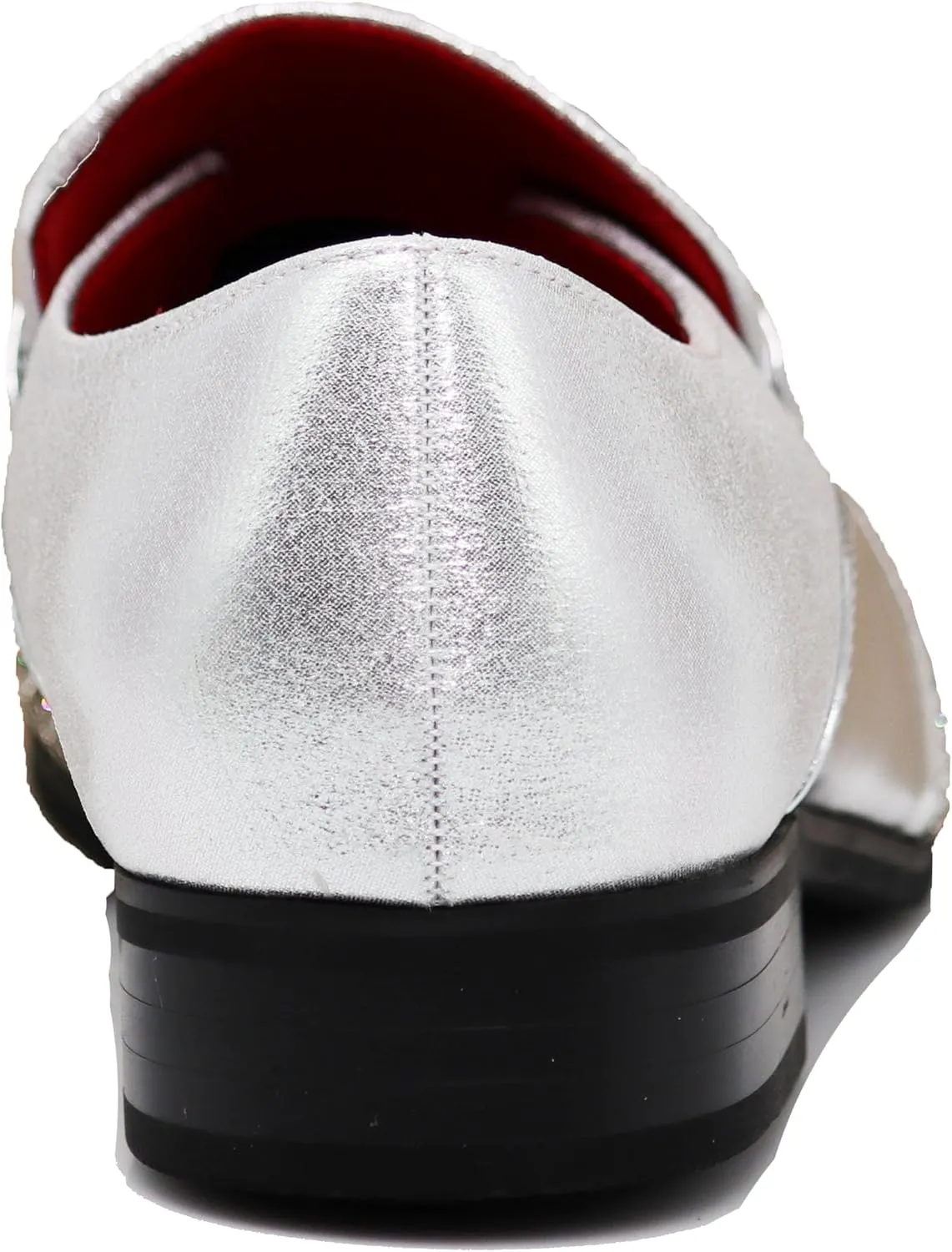 Enzo Romeo Crisino Men Rhinestone Chrome Toe Suede Pointy Buckle Dress Loafer Slip On Shoes