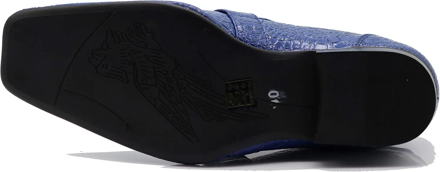 Enzo Romeo Santcro Men's Dress Crocodile Print Loafers Elastic Slip on with Buckle Fashion Shoes Runs Half Size Big