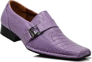 Enzo Romeo Santcro Men's Dress Crocodile Print Loafers Elastic Slip on with Buckle Fashion Shoes Runs Half Size Big