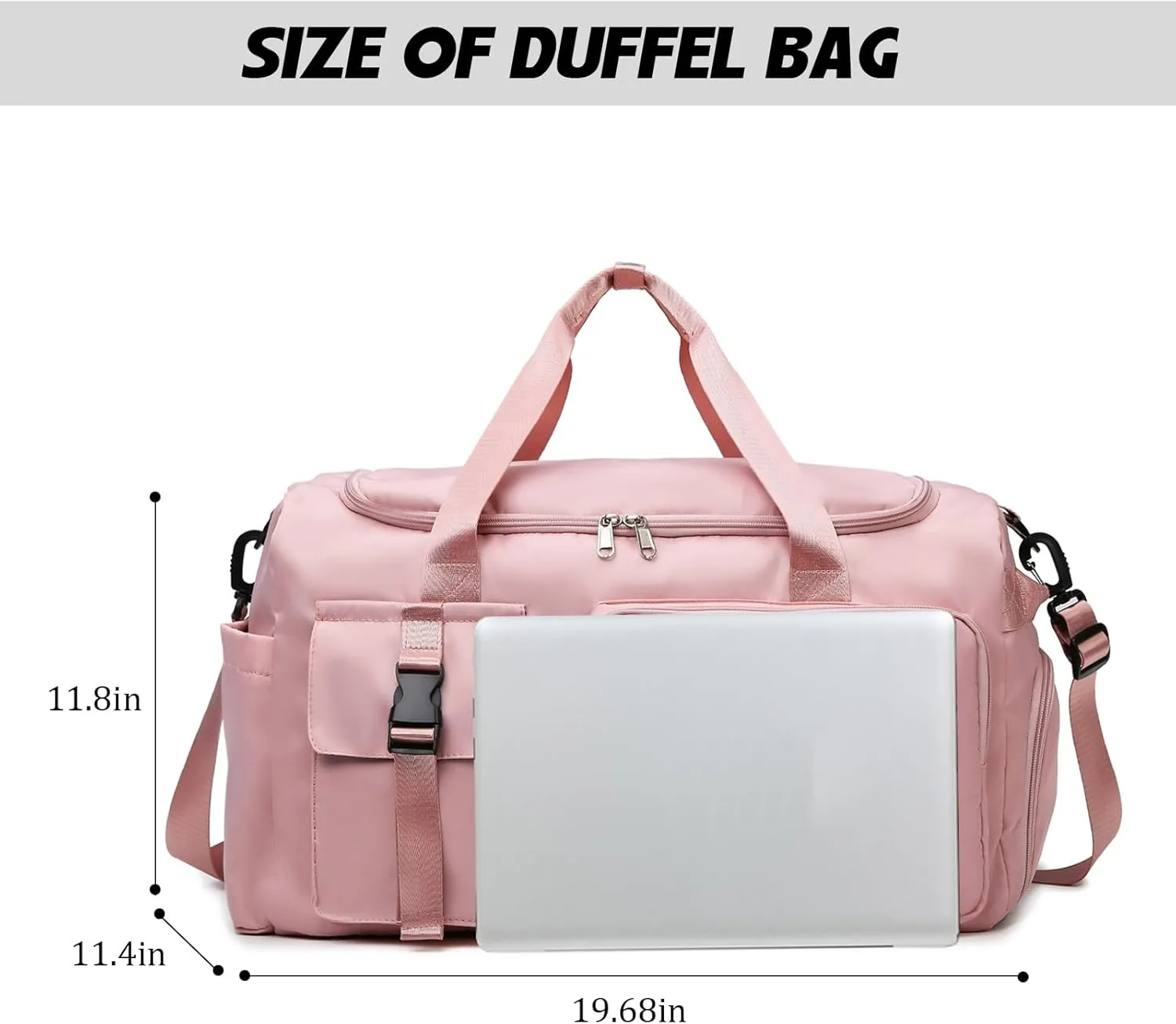 Eslcorri Gym Duffle Bag for Women Men, Sports Backpack with Wet & Shoe Compartment, Fitness Overnight Weekender Bag for Yoga, Swim, Travel (Style B, Pink)