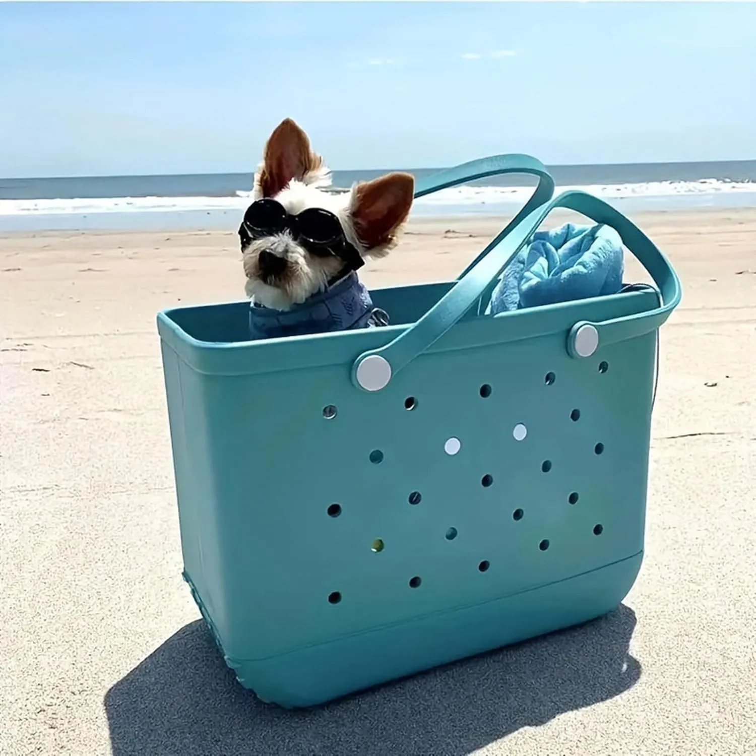 EVA Beach Tote Bag - Waterproof Washable Tip Proof Durable Open Tote Bag for the Beach Boat Pool Sports