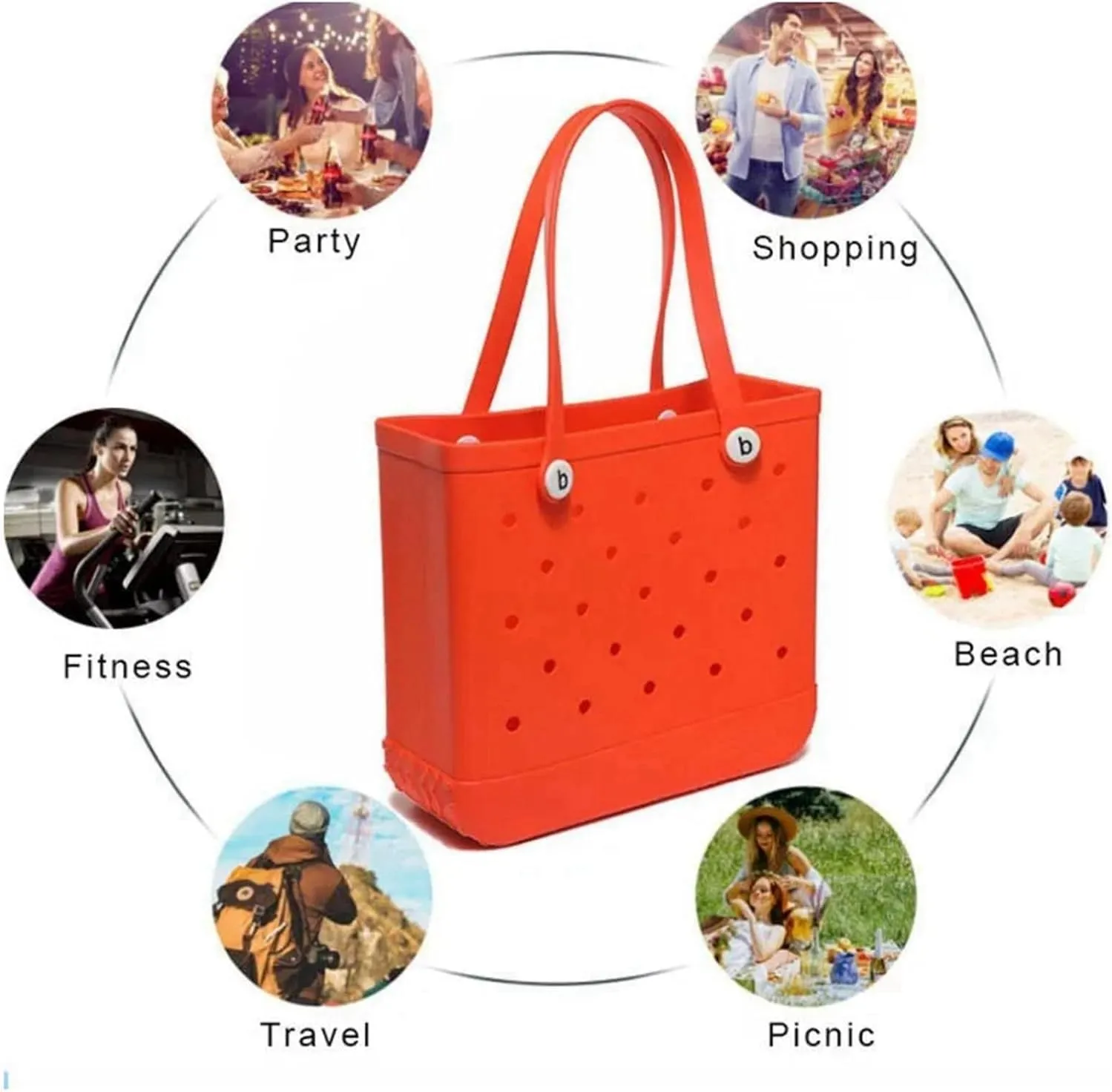 EVA Beach Tote Bag - Waterproof Washable Tip Proof Durable Open Tote Bag for the Beach Boat Pool Sports
