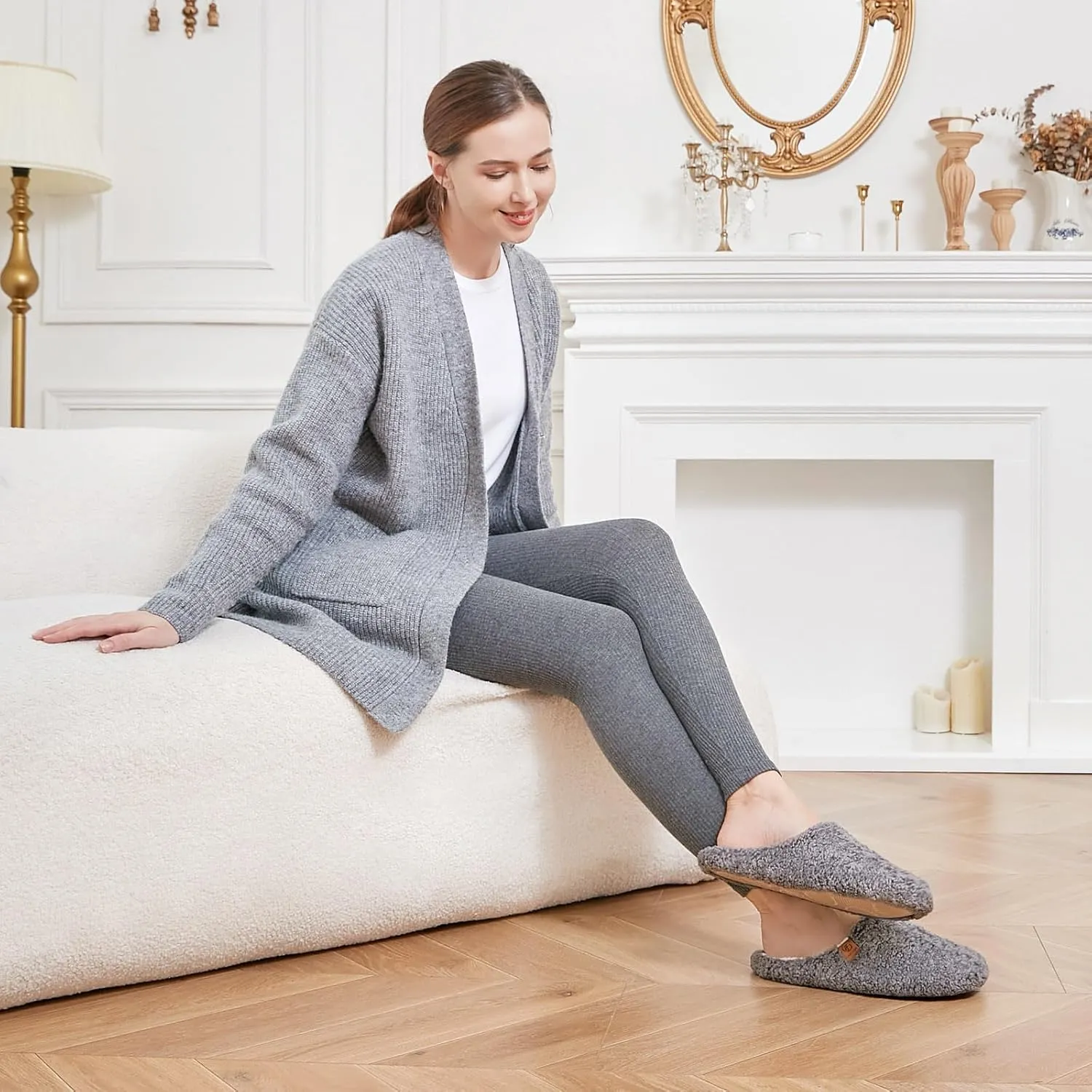 EverFoams Women's Fuzzy Slip-on Slippers Soft Comfy Memory Foam Indoor House Shoes