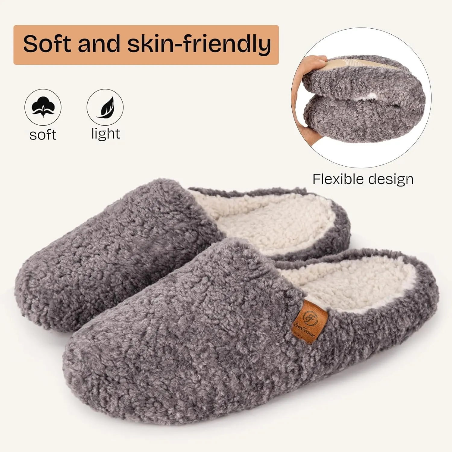 EverFoams Women's Fuzzy Slip-on Slippers Soft Comfy Memory Foam Indoor House Shoes
