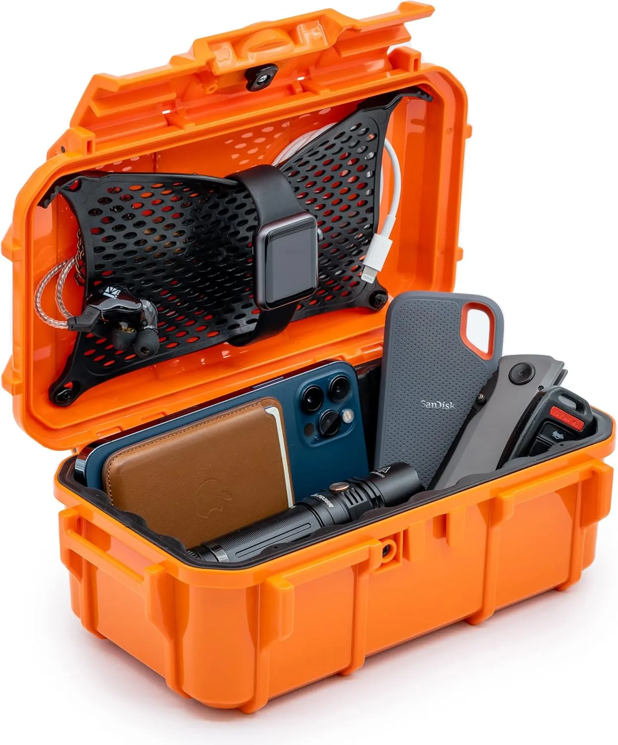 Evergreen 57 Waterproof Dry Box Protective Case - Travel Safe/Mil Spec/USA Made - for Cameras, Phones, Ammo Can, Camping, Hiking, Boating, Water Sports, Knives, & Survival (Orange)