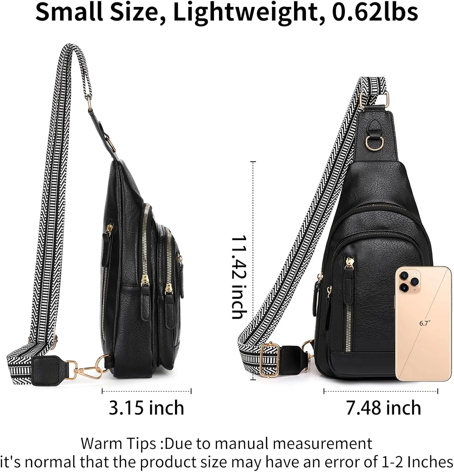 FALAN MULE Crossbody Bags for Women Leather Sling Chest Bag Trendy Fanny Packs for Women
