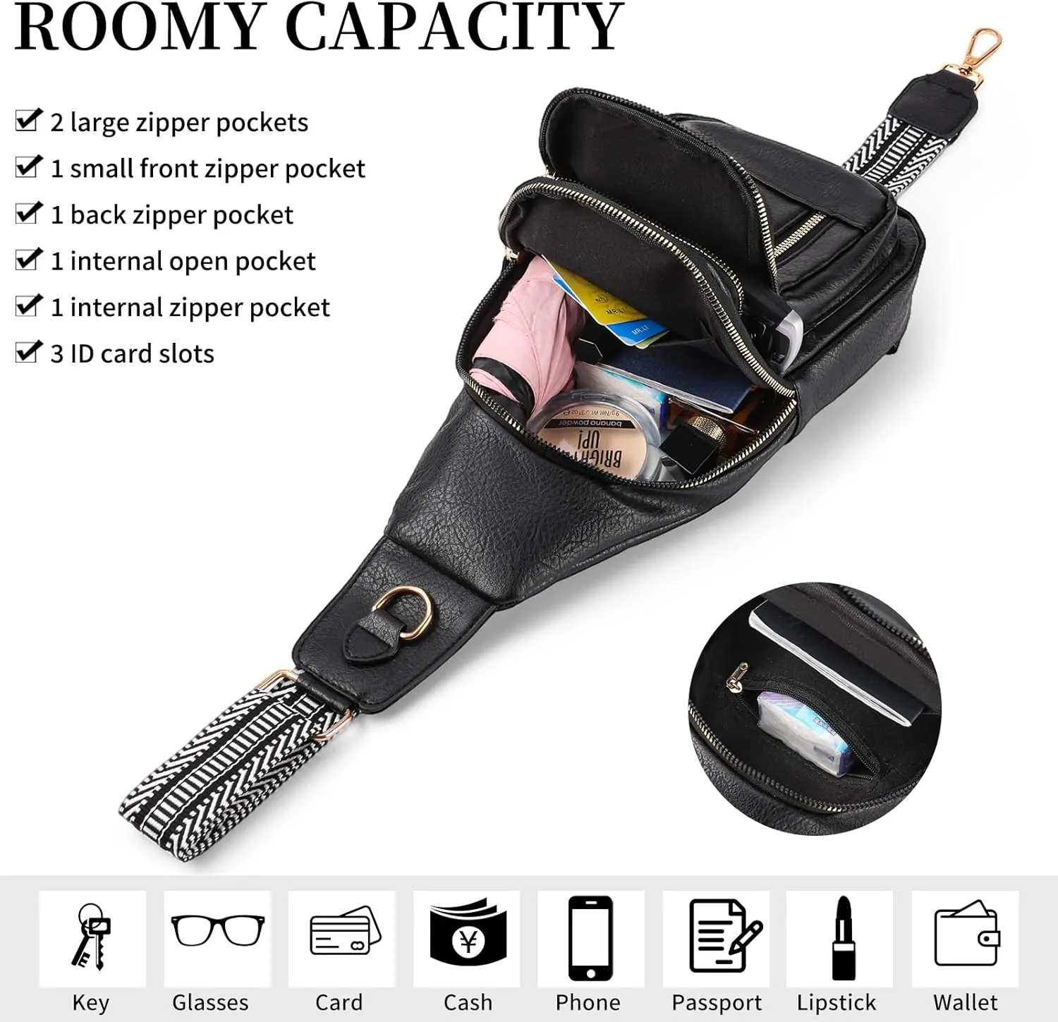 FALAN MULE Crossbody Bags for Women Leather Sling Chest Bag Trendy Fanny Packs for Women