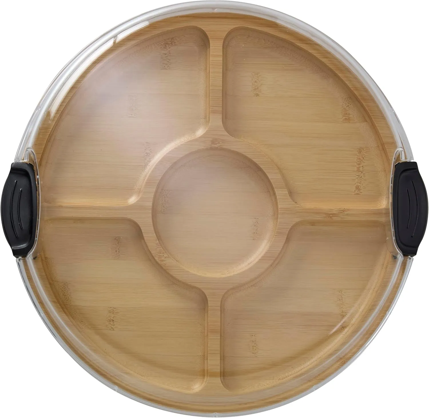 FARBERWARE Build-a-Board Cutting Board with Five Compartments and Clear Locking Lid for Charcuterie, Snacks, and More, Bamboo
