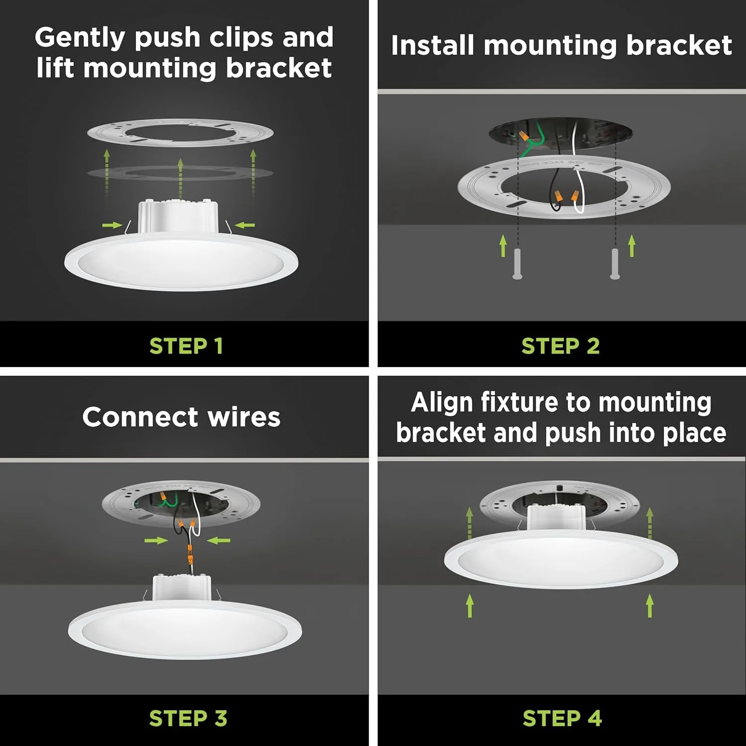 Feit Electric 5/6 Inch LED Ceiling Downlight, Dimmable Flat Panel Ceiling Light with Color Selection (5CCT), Fits 5/6 Inch Recessed Cans, TP24 Adapter Included (7.5"x 7.5"x 1"), 4 Pack, 74206/6WYCA/4