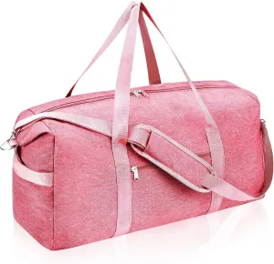Felipe Varela Carry on luaggage 22x14x9 Airlines Approved, Foldable Carry on Bag Travel Duffel Bags Small Overnight weekender Gym Duffle Bag with Wet Pocket for Women Men (Pink, 40L)