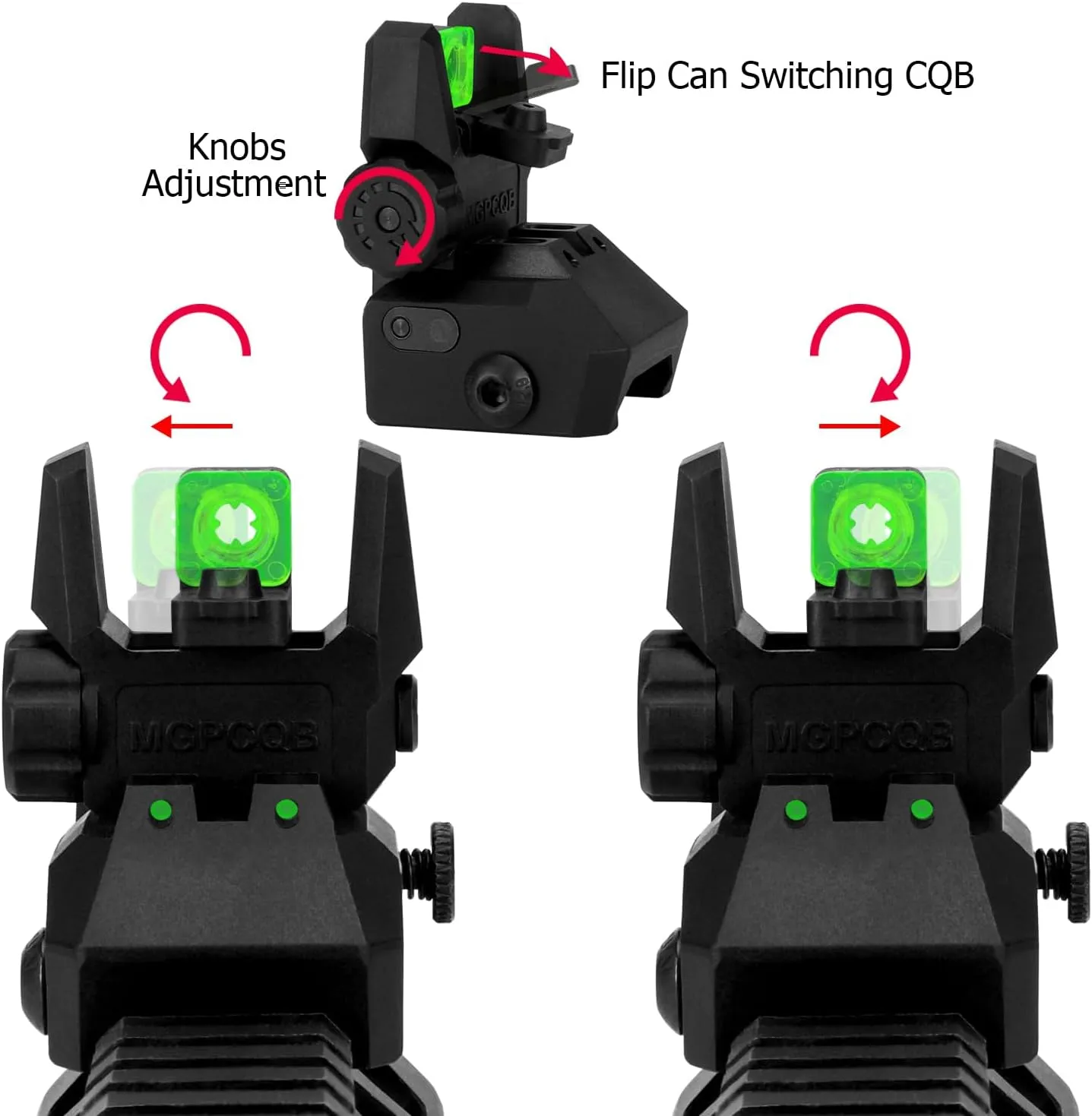 Fiber Optic Sights,with Green and Red Full Fiber Optics Dots Polymer Fiber Optics Sights Front and Rear Backup Sights