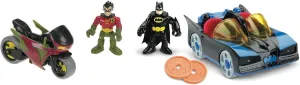 Fisher-Price Imaginext DC Super Friends Preschool Toy Batman Batmobile & Cycle Vehicle Set, 2 Figures, for Pretend Play Kids Ages 3  Years