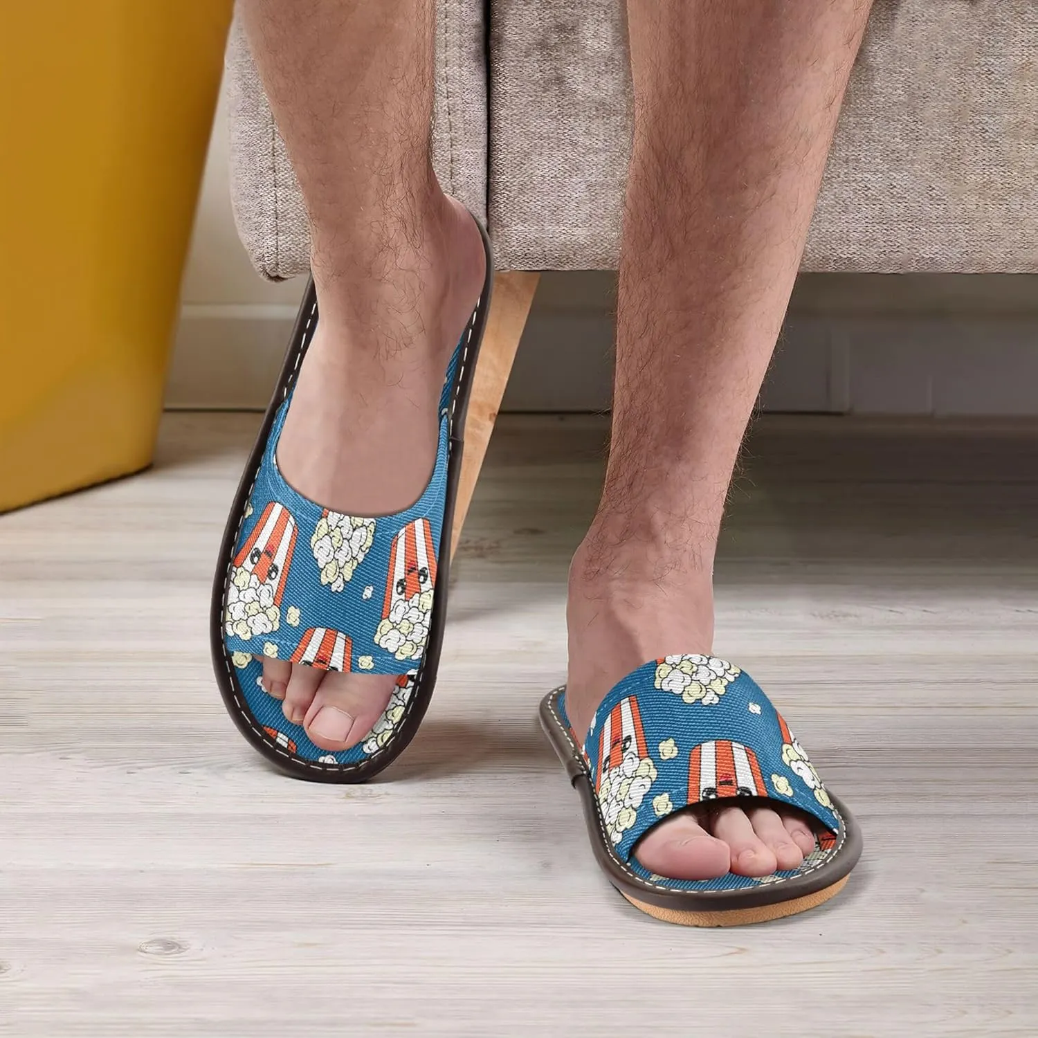 Fisyme Slippers for Women Men Slip-On Open Toe Indoor Outdoor House Shoes Home Slipper