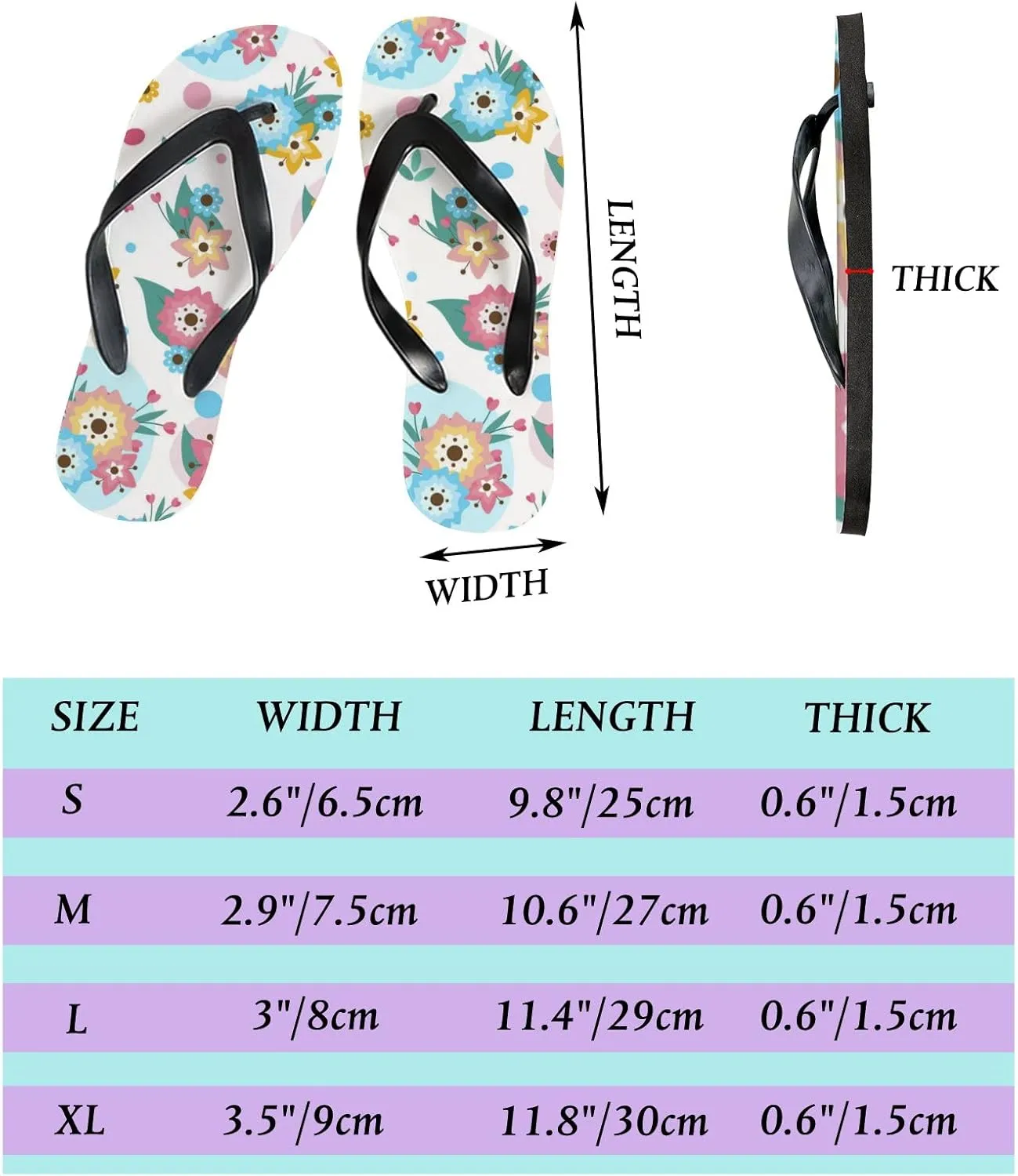 Flip Flops Floral Flowers Leaves Blue Pink Yellow Slide Sandals Summer Beach Slippers Thong Sandal Casual Yoga Mat Flat Slides for Women Men