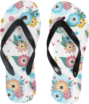 Flip Flops Floral Flowers Leaves Blue Pink Yellow Slide Sandals Summer Beach Slippers Thong Sandal Casual Yoga Mat Flat Slides for Women Men