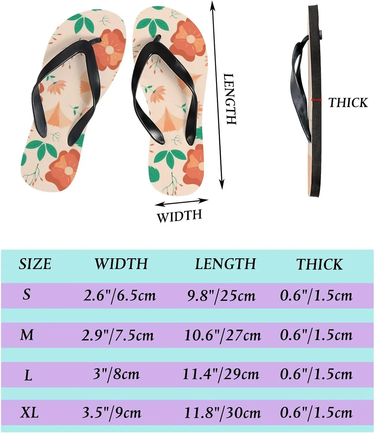 Flip Flops Floral Flowers Leaves Orange Yellow Slide Sandals Summer Beach Slippers Thong Sandal Casual Yoga Mat Flat Slides for Women Men