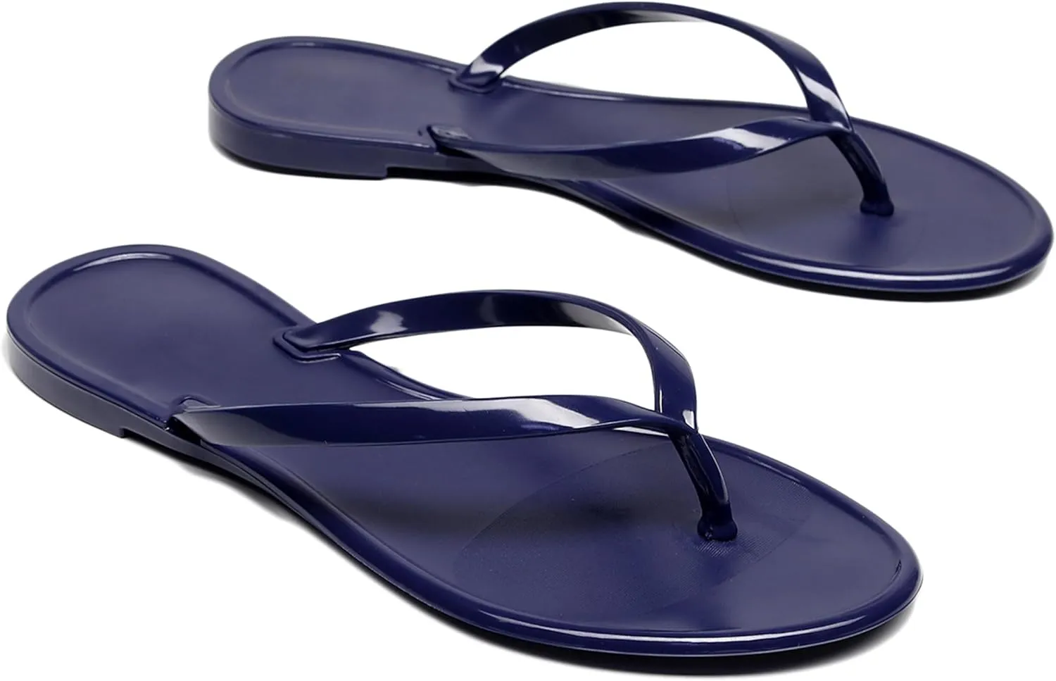 Flip Flops for Women Jelly Shoes Thong Sandals Jellies Flats Clear Slipper Summer Beach Pool Slides Size 10 Slip On Quick Drying Soft