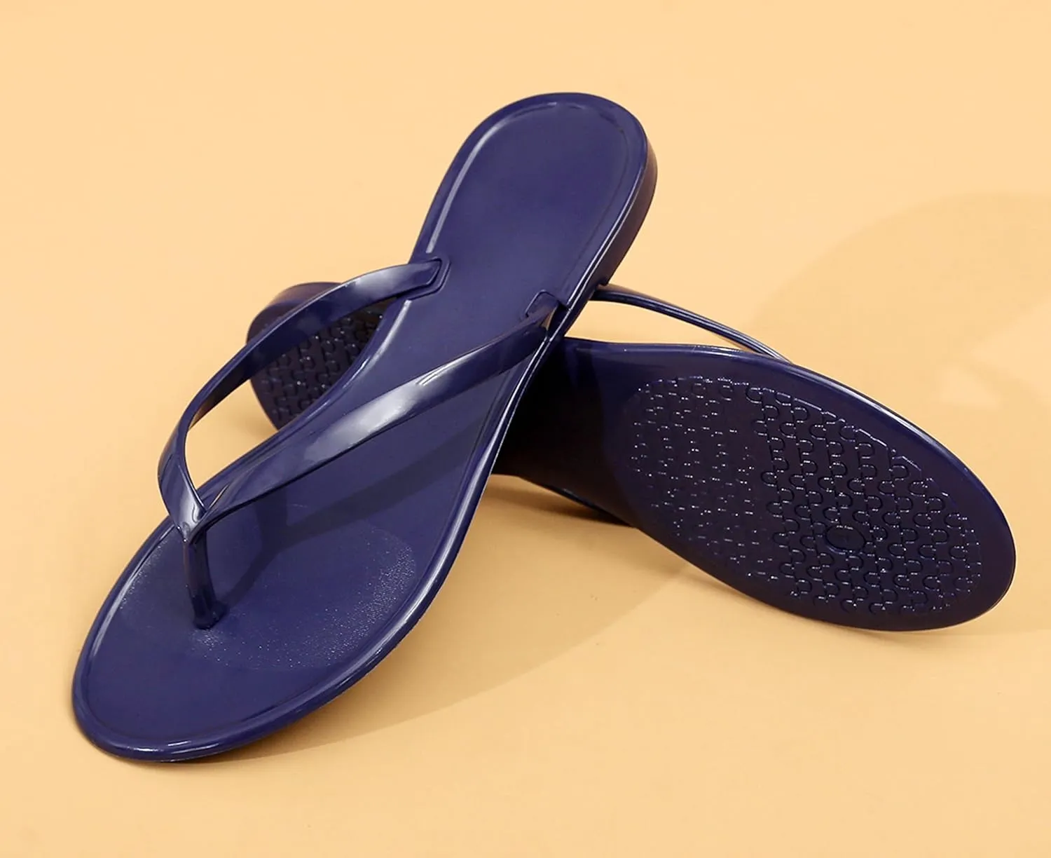 Flip Flops for Women Jelly Shoes Thong Sandals Jellies Flats Clear Slipper Summer Beach Pool Slides Size 10 Slip On Quick Drying Soft