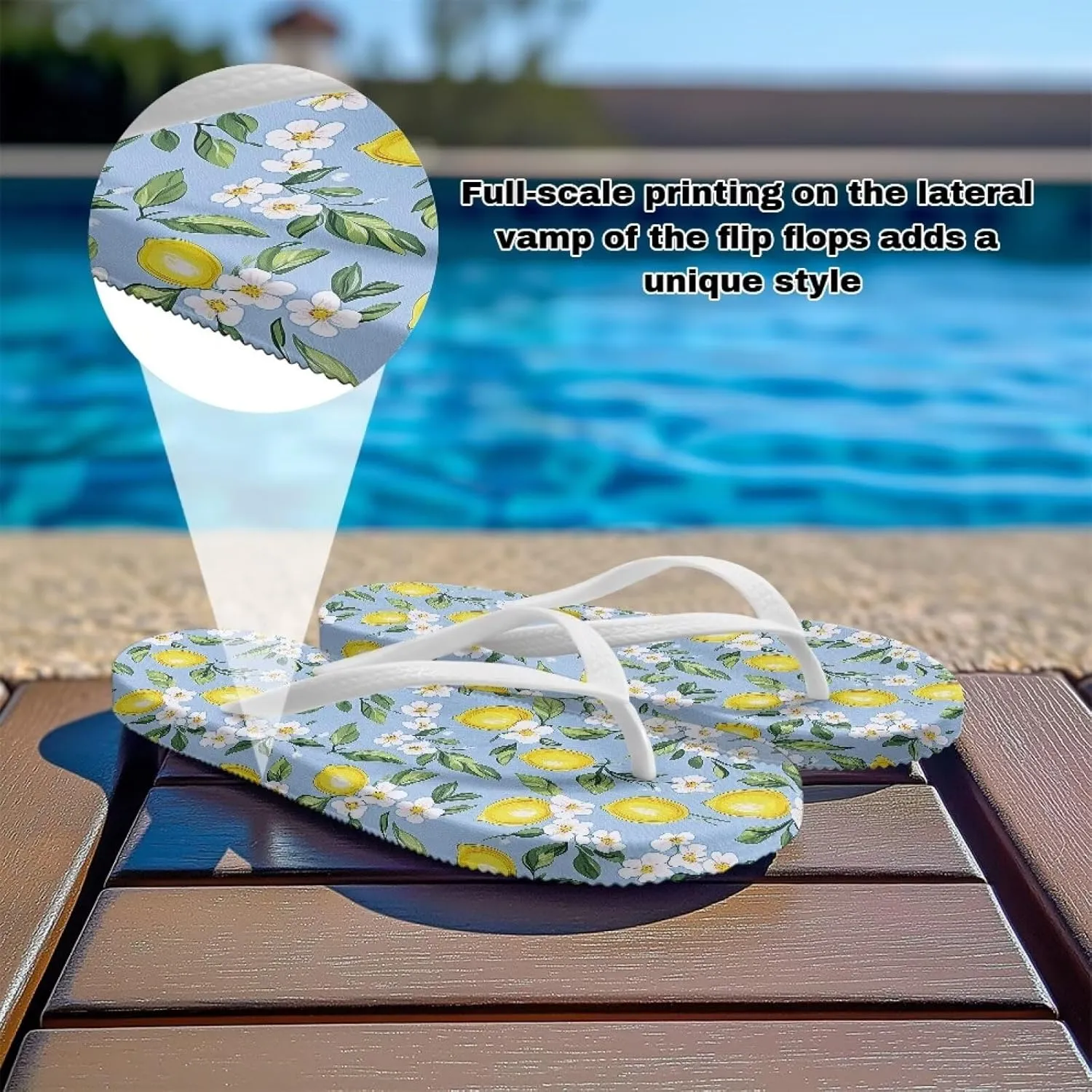 Flip Flops for Women Waterproof Non Slip Thong Sandals for Shower Beach Pool White Size 5-9