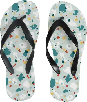 Flip Flops Stone Marble Mosaic Nature Green Textured Slide Sandals Summer Beach Slippers Thong Sandal Casual Yoga Mat Flat Slides for Women Men
