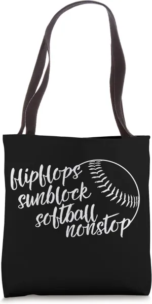 Flip Flops Sunblock Softball Nonstop Design Game Fan Sun Tote Bag