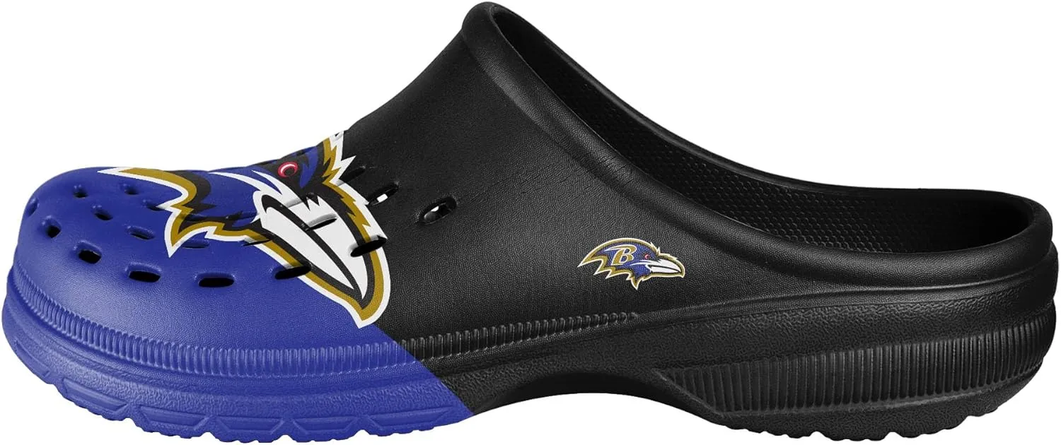 FOCO NFL Mens Big Splash Team Logo Solid Clogs Comfortable Water Slip on Shoes