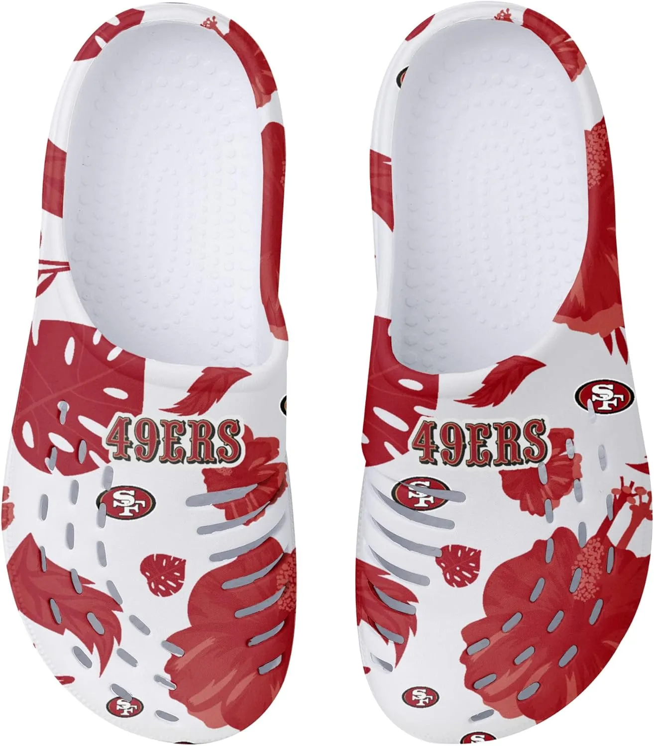 FOCO NFL Womens NFL Team Logo Ladies Floral White Water Garden Shoe Clog