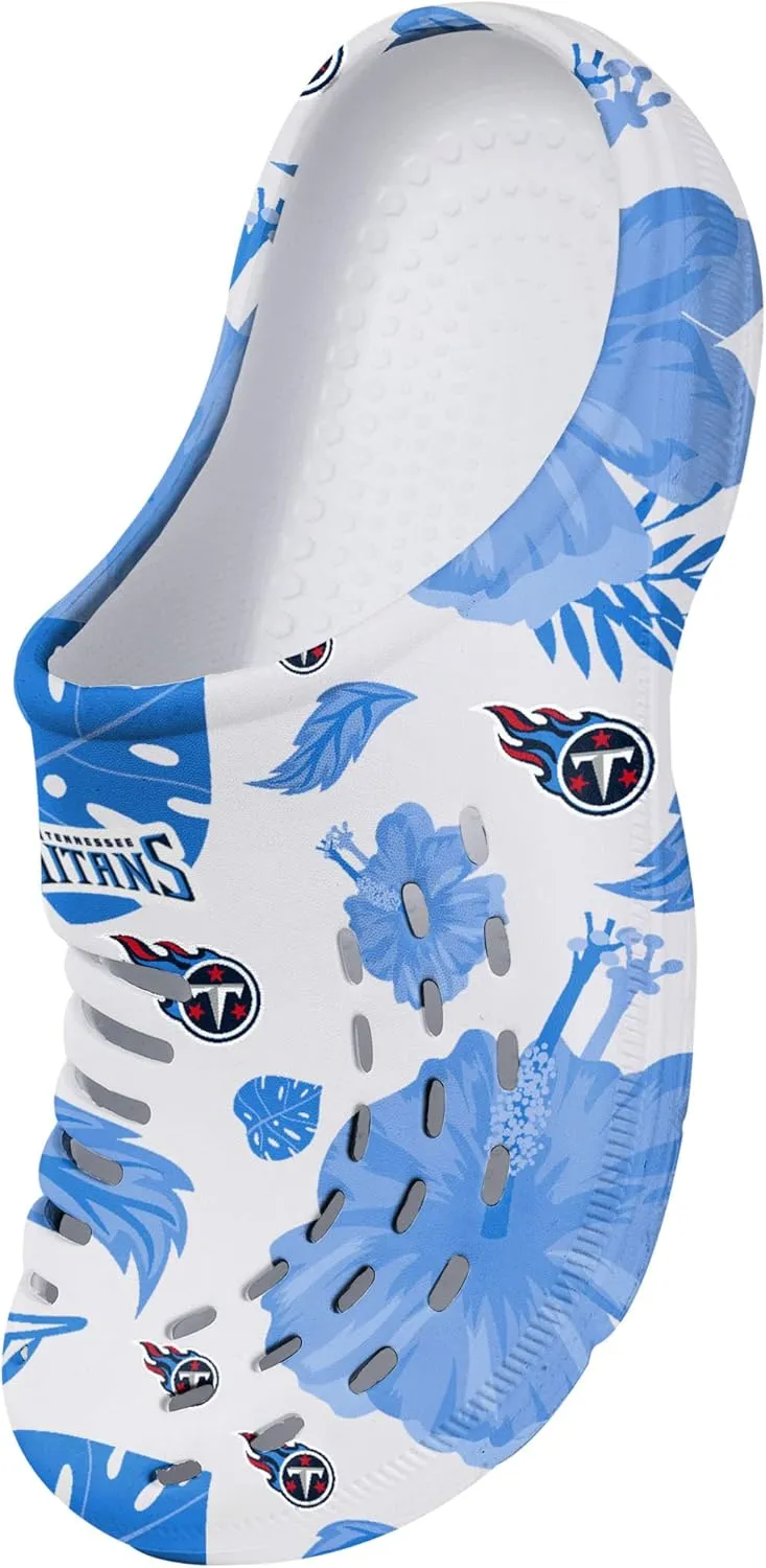 FOCO NFL Womens NFL Team Logo Ladies Floral White Water Garden Shoe Clog