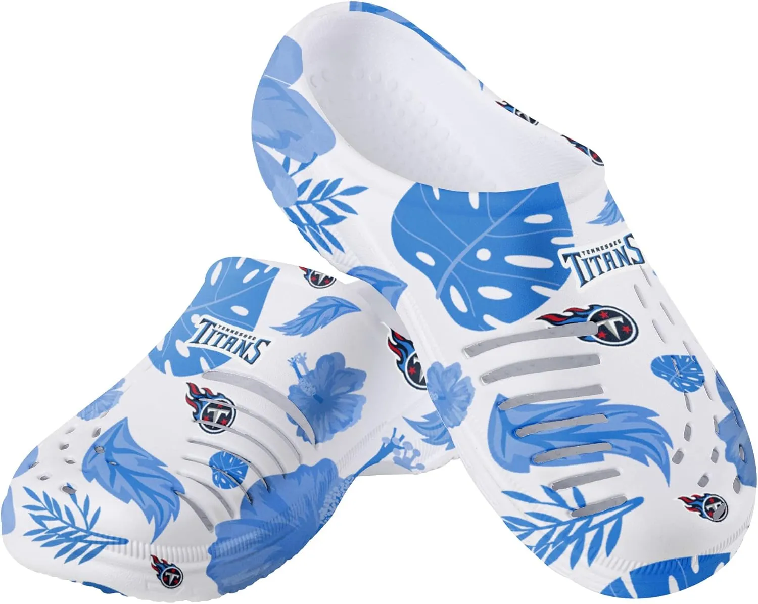 FOCO Women's NFL Team Logo Ladies Floral White Water Garden Shoe Clog Sandals