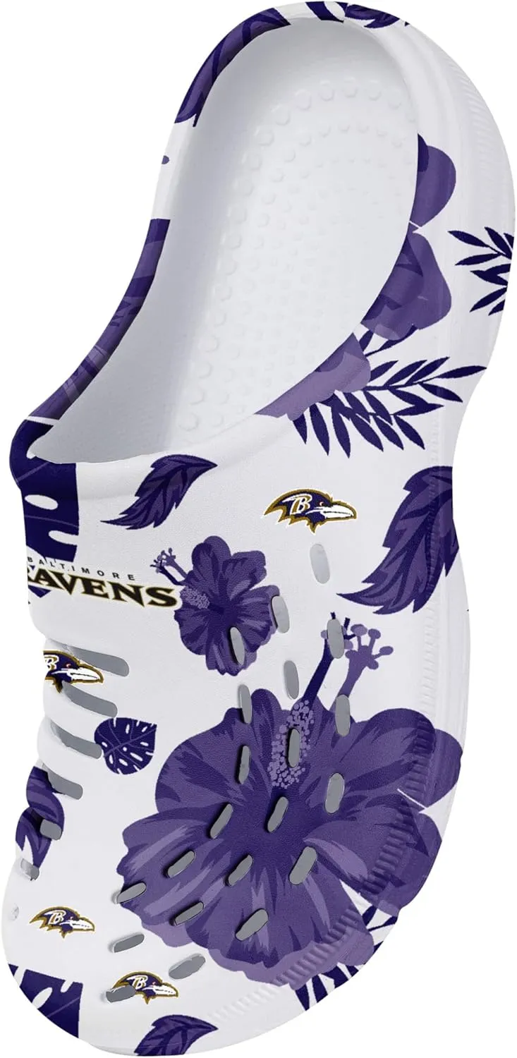 FOCO Women's NFL Team Logo Ladies Floral White Water Garden Shoe Clog Sandals
