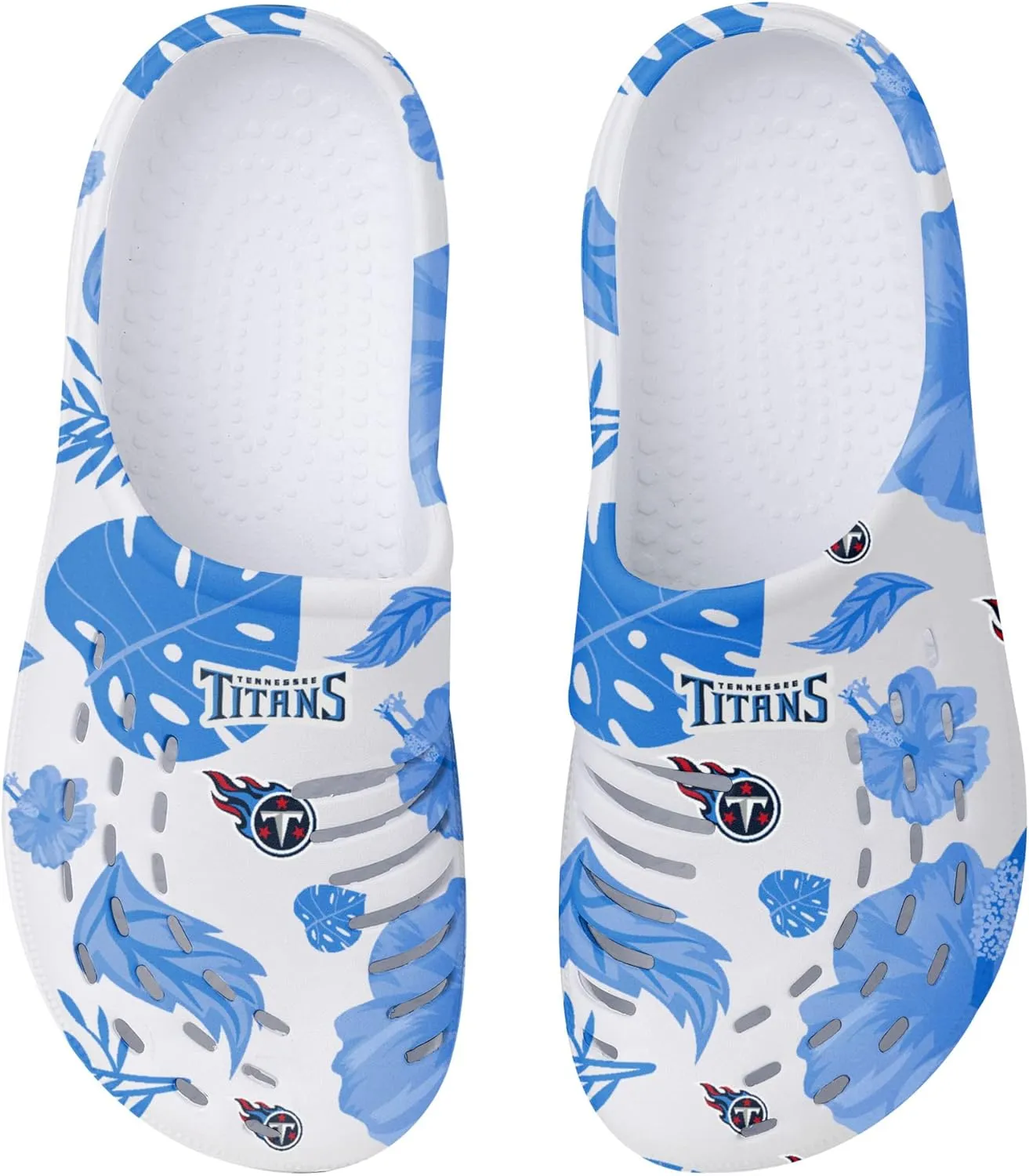 FOCO Women's NFL Team Logo Ladies Floral White Water Garden Shoe Clog Sandals