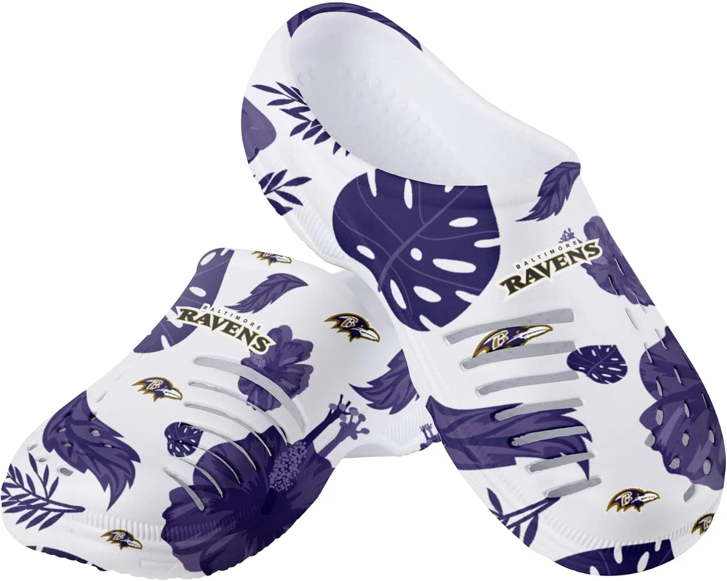 FOCO Women's NFL Team Logo Ladies Floral White Water Garden Shoe Clog Sandals