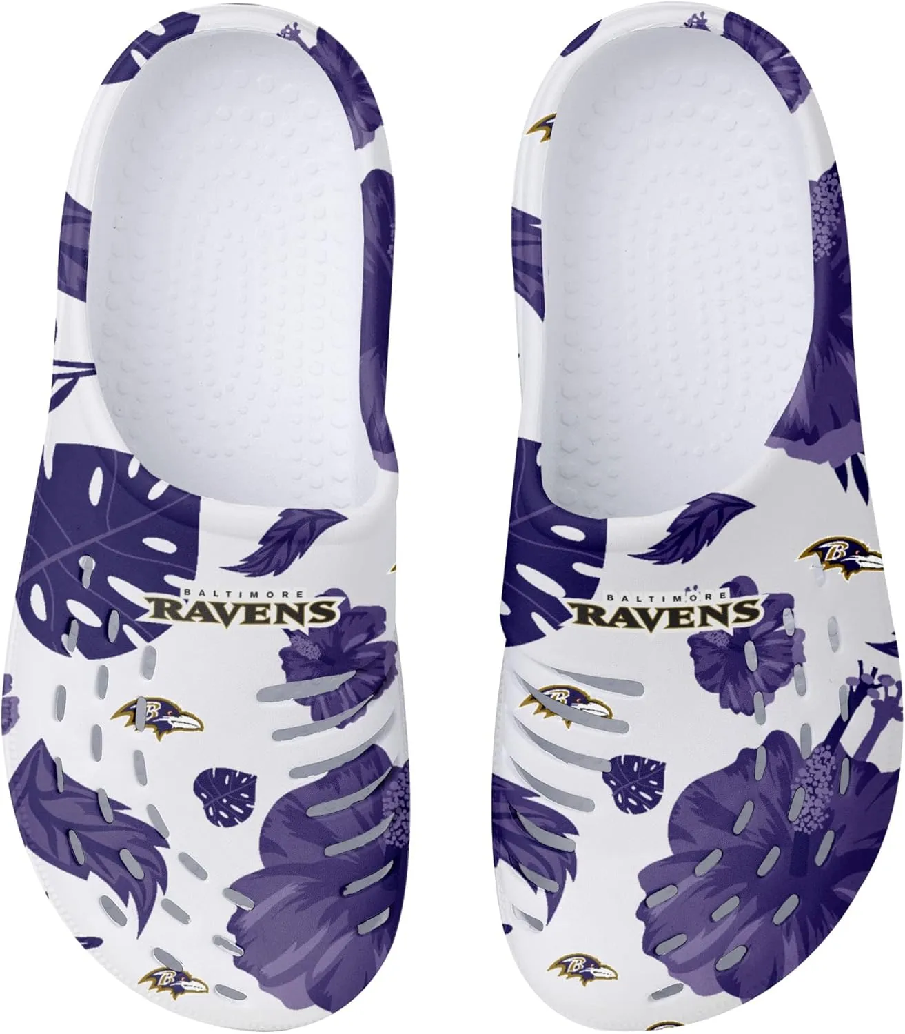 FOCO Women's NFL Team Logo Ladies Floral White Water Garden Shoe Clog Sandals
