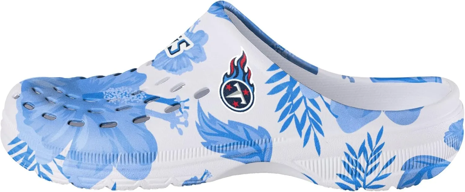 FOCO Women's NFL Team Logo Ladies Floral White Water Garden Shoe Clog Sandals