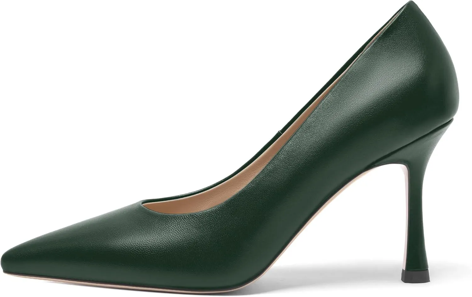 FOGEENA Womens Matte Slip On Pointed Toe Dress Wedding Stiletto Leather High Heel Pumps Shoes 3.14 Inch
