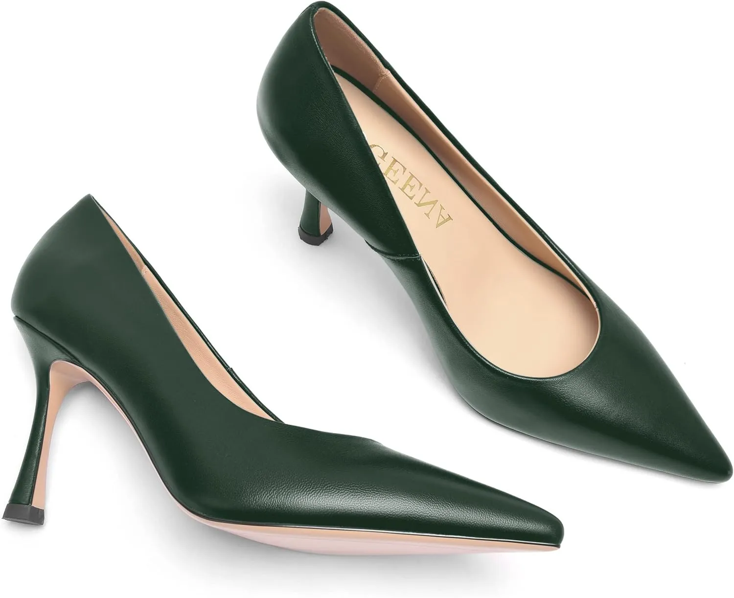 FOGEENA Womens Matte Slip On Pointed Toe Dress Wedding Stiletto Leather High Heel Pumps Shoes 3.14 Inch