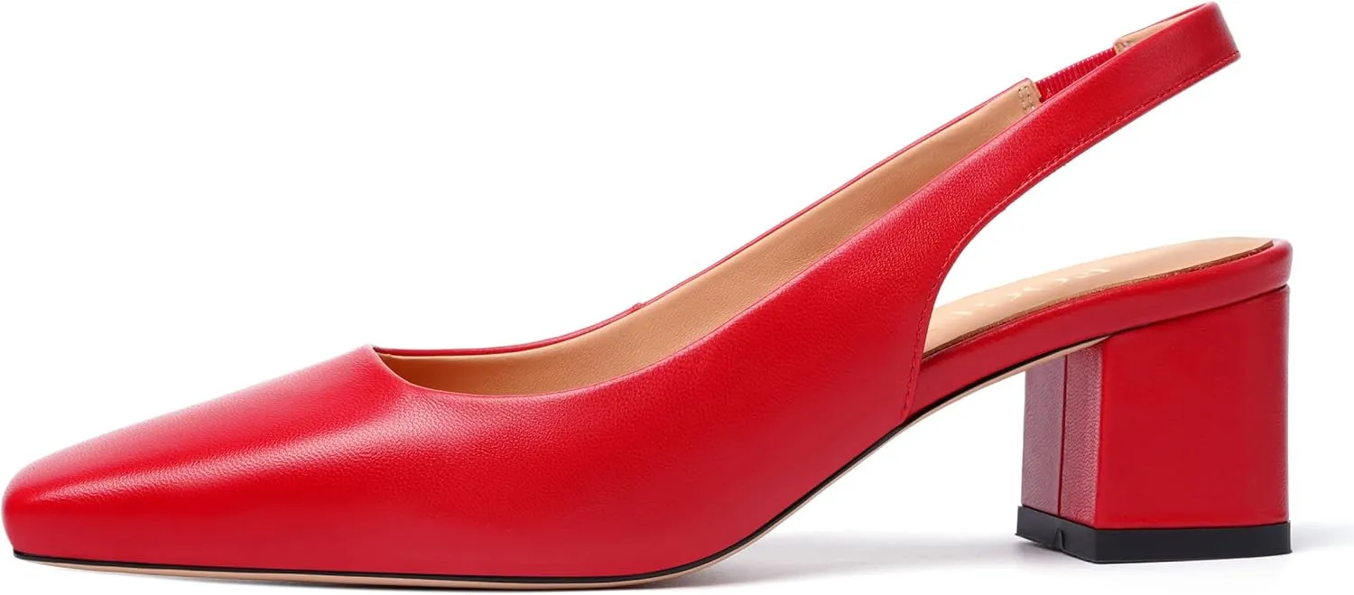 FOGEENA Womens Matte Square Toe Sexy Bridal Slip On Solid Chunky Leather Low Heel Pumps Shoes 2 Inch