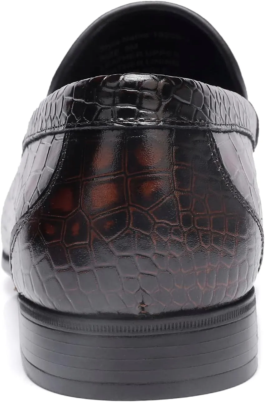 Formal Dress Shoes for Mens, Premium Crocodile Printed Mens Leather Slip on Dress Shoes, Party Wedding Shoes Bit Loafer